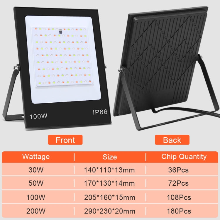 Farbiger RGB-LED-Flutlichtstrahler mit Fernbedienung, 30W, 100W