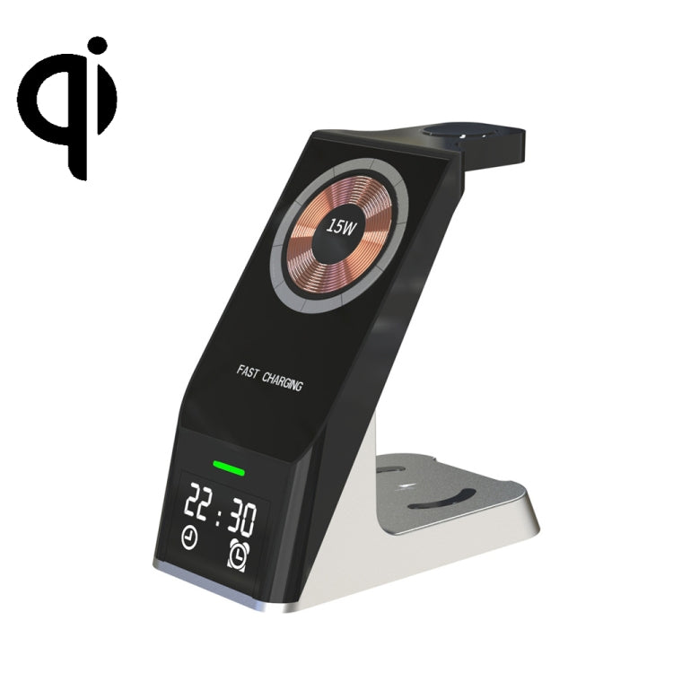 H27 15W 6-in-1 magnetisches kabelloses Ladegerät mit Uhrfunktion für iPhone/iWatch/AirPods, H27
