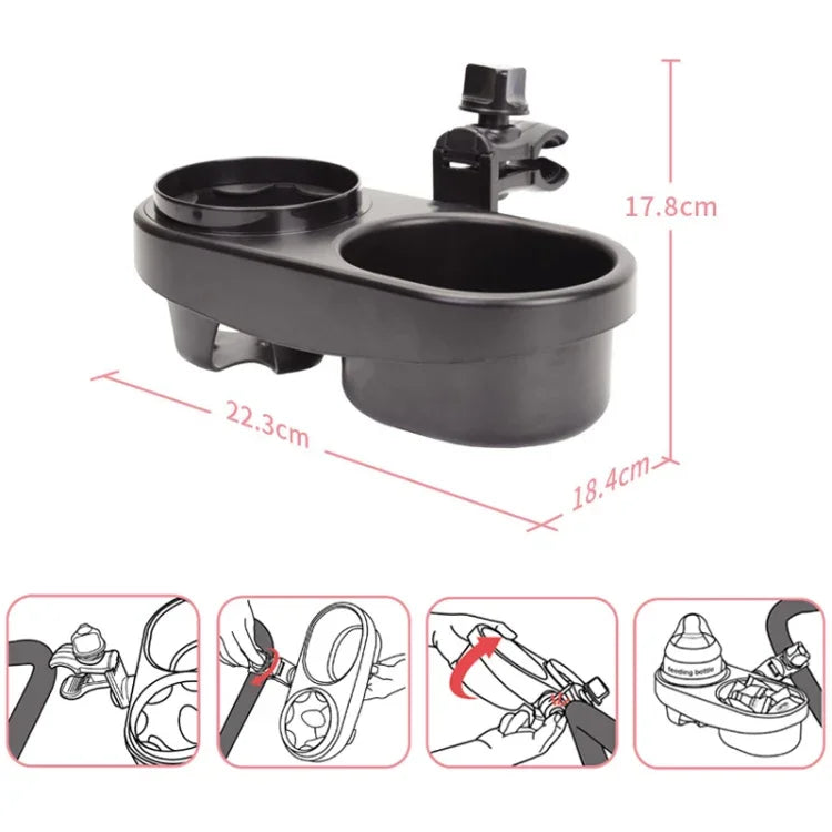 Kinderwagen Doppel Becherhalter Buggy Flaschen Snackbox Ablage, J4100