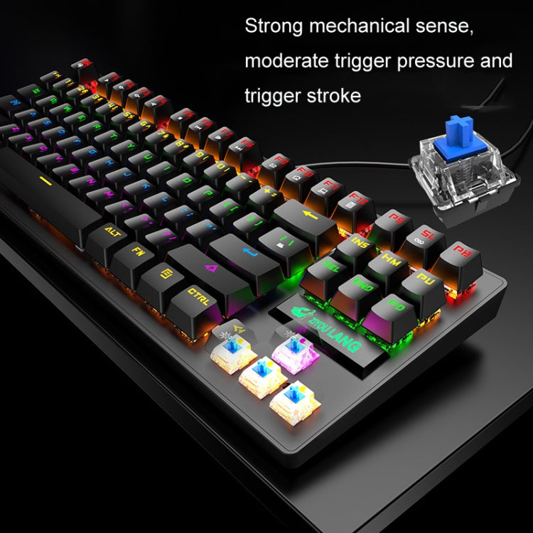 ZIYOULANG K2 87 Tasten Büro-Laptop Punk Leuchtende Mechanische Kabelgebundene Tastatur, Kabellänge: 1,5m, K2 Schwarz, K2 Weiß, K2 Pink, K2 Blau