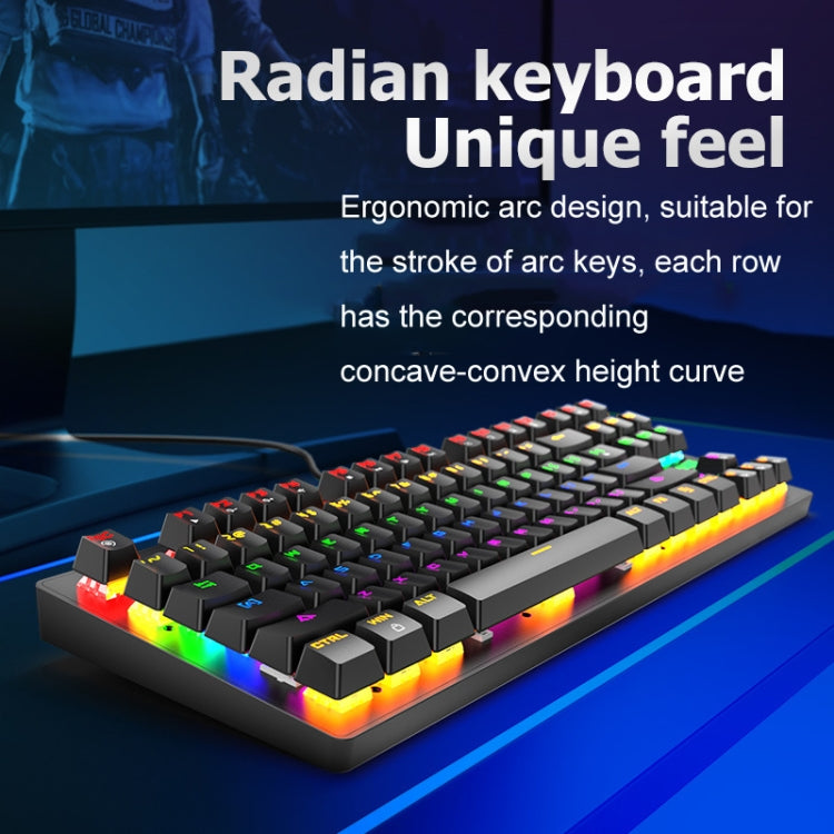 ZIYOULANG K2 87 Tasten Büro-Laptop Punk Leuchtende Mechanische Kabelgebundene Tastatur, Kabellänge: 1,5m, K2 Schwarz, K2 Weiß, K2 Pink, K2 Blau