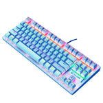 ZIYOULANG K2 87 Tasten Büro-Laptop Punk Leuchtende Mechanische Kabelgebundene Tastatur, Kabellänge: 1,5m, K2 Schwarz, K2 Weiß, K2 Pink, K2 Blau