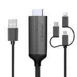 1080P HDTV Dongle-Kabel, Plug & Play HDMI mit Bildschirm, Plug & Play, LD36 8 Pin + Micro USB + Type-C / USB-C auf HDMI