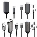 1080P HDTV Dongle-Kabel, Plug & Play HDMI mit Bildschirm, Plug & Play, LD36 8 Pin + Micro USB + Type-C / USB-C auf HDMI