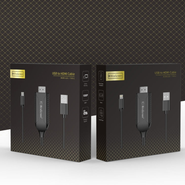 1080P HDTV Dongle-Kabel, Plug & Play HDMI mit Bildschirm, Plug & Play, LD36 8 Pin + Micro USB + Type-C / USB-C auf HDMI
