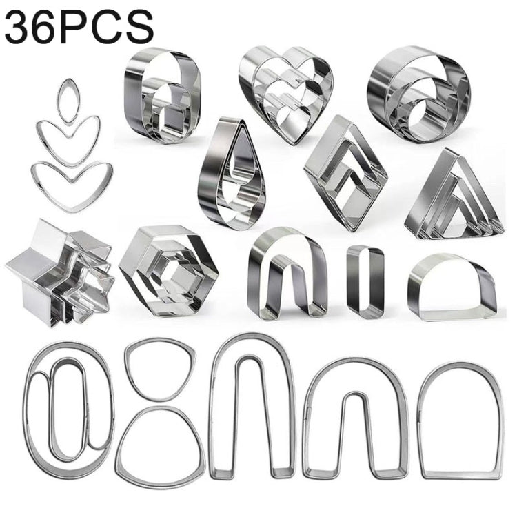 36-in-1 Edelstahl Polymer Clay Ohrring-Ausstecher Backform, 36-in-1