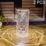 2 STÜCK SF-001A 1,5V Rosen Ambiente Licht Nachttisch Kristall LED Schreibtischlampe, 2 STÜCK Gelbes Licht Ohne Luftbefeuchter, 2 STÜCK Weißes Licht Ohne Luftbefeuchter