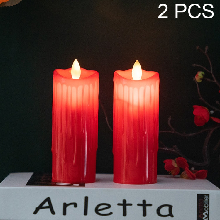 2 Stk. elektronische Kerzenlampe mit schwingendem Docht, 5x11cm, 5x13cm, 5x15cm