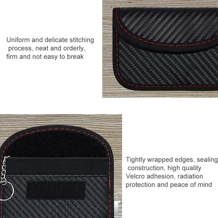 RFID-Kartenetui aus Kohlefaser, strahlungsdicht, abschirmend für Autoschlüsselsignale, 10,5 x 6,5 cm, 11,5 x 7,5 cm
