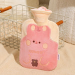 ZS103 Cartoon Plüsch mit Wasser gefüllte Wärmflaschen Explosionsgeschützt Auslaufsicher Wärmflasche, Spezifikation:, Rosa Glückshase, Beige Glückshase, Brauner Bär, Khaki Bär, Lila Ente, Rosa Hase, Dunkelblaue Ente, Tinten-Grüne Ente, Interveniertes Rosa
