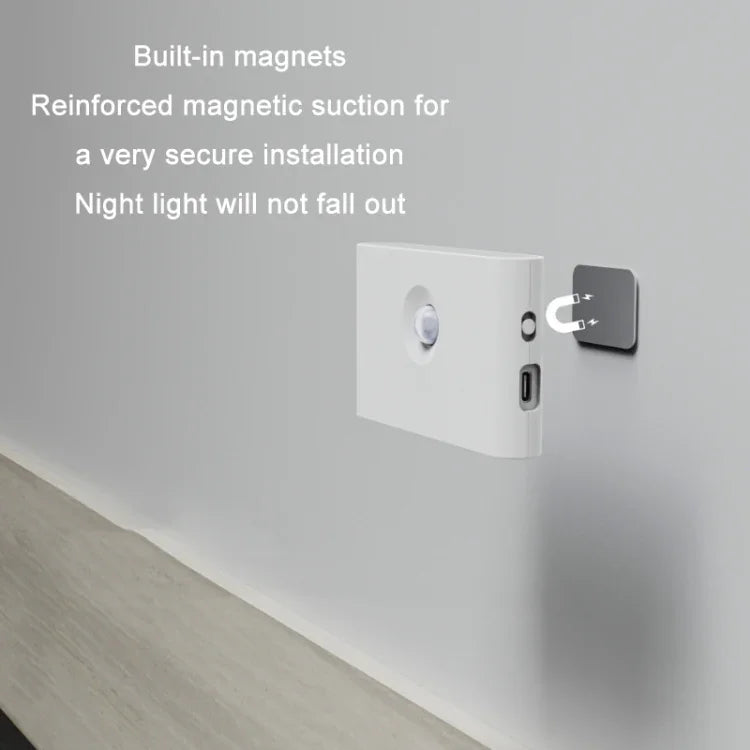 Menschlicher Infrarot-Smart-Sensor kabelloses magnetisches LED-Nachtlicht, flache Linse, runde Linse