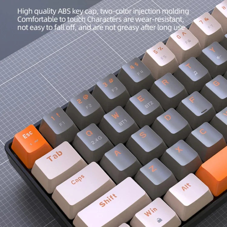 ZIYOU LANG K68 68 Tasten Bluetooth Kabellose Dual-Mode Mechanische Tastatur, Stil:, Version mit roter Welle (Glänzend), Version mit grüner Welle (Grau), Version mit roter Welle (Grau)