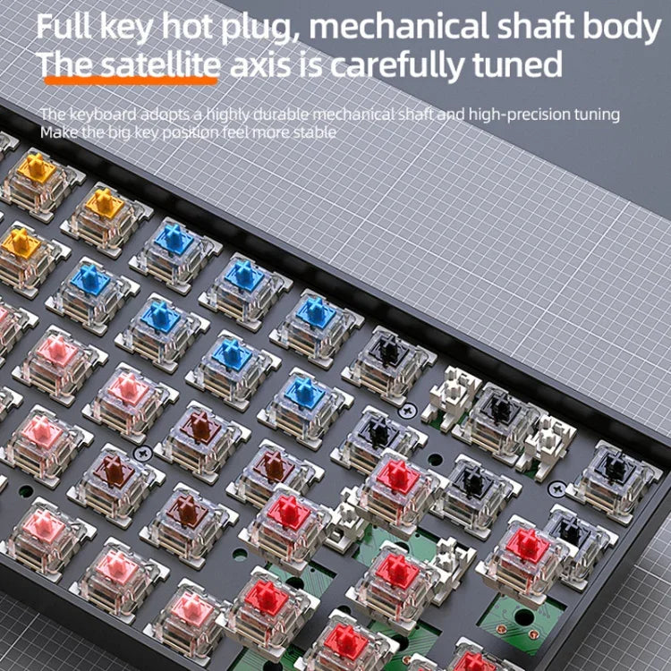 ZIYOU LANG K68 68 Tasten Bluetooth Kabellose Dual-Mode Mechanische Tastatur, Stil:, Version mit roter Welle (Glänzend), Version mit grüner Welle (Grau), Version mit roter Welle (Grau)