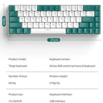 ZIYOU LANG T8 68 Tasten RGB Gaming Mechanische Tastatur, Kabellänge: 1,5m, Stil:, T8 Micro Light Version Grüner Schaft