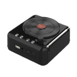 H3 Retro Bluetooth Mini-Lautsprecher in Schallplattenspielerform, Schwarz, Weiß, Holzmaserung