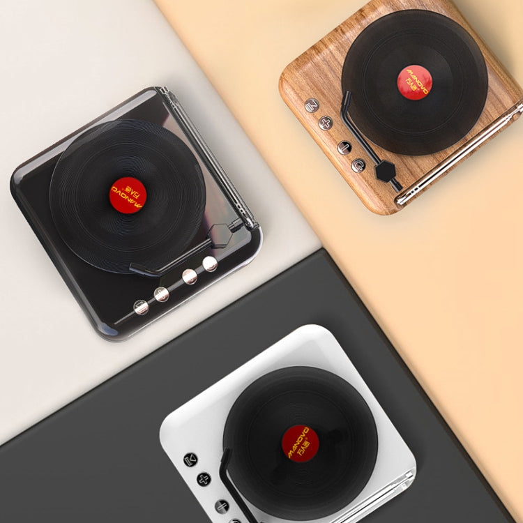 H3 Retro Bluetooth Mini-Lautsprecher in Schallplattenspielerform, Schwarz, Weiß, Holzmaserung