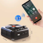 H3 Retro Bluetooth Mini-Lautsprecher in Schallplattenspielerform, Schwarz, Weiß, Holzmaserung