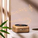 H3 Retro Bluetooth Mini-Lautsprecher in Schallplattenspielerform, Schwarz, Weiß, Holzmaserung