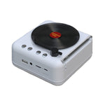 H3 Retro Bluetooth Mini-Lautsprecher in Schallplattenspielerform, Schwarz, Weiß, Holzmaserung