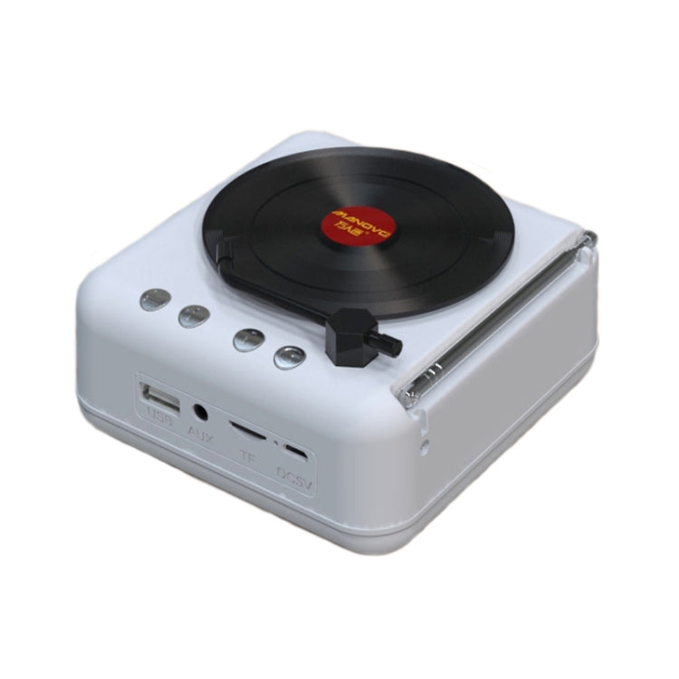 H3 Retro Bluetooth Mini-Lautsprecher in Schallplattenspielerform, Schwarz, Weiß, Holzmaserung