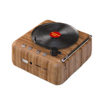 H3 Retro Bluetooth Mini-Lautsprecher in Schallplattenspielerform, Schwarz, Weiß, Holzmaserung