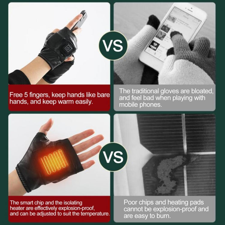 1 Paar verstellbare, wiederaufladbare, intelligente elektrische Heizhandschuhe, Halbfinger-Handschuhe, S, M, L