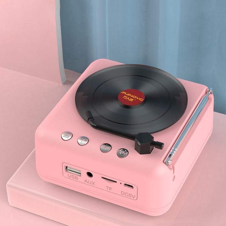 Manovo H3 Macaron Vinyl-Plattenspieler Bluetooth-Lautsprecher Retro-Radio Stereo, Rosa
