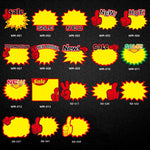10 Taschen 25x19cm Explosions-Aufkleber Produkt-Preisschild Supermarkt-Preisetikett, WM-001, WM-002, WM-003, WM-005, WM-006, WM-007, WM-008, WM-009, WM-010, WM-011, WM-012, WM-013, XD-511, XD-520, XD-532, XD-537, XD-541, XD-559