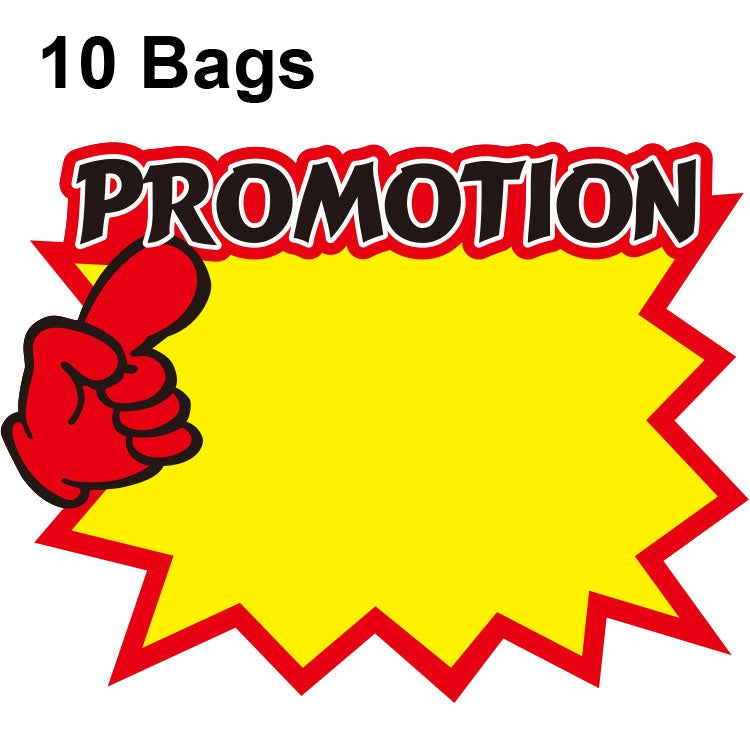 10 Beutel 9x7cm Explosions-Aufkleber Produktpreisschild Supermarkt-Preisetikett, WM-301, WM-302, WM-303, WM-305, WM-306, WM-307, WM-308, WM-309, WM-310, WM-311, WM-312, WM-313, WM-314