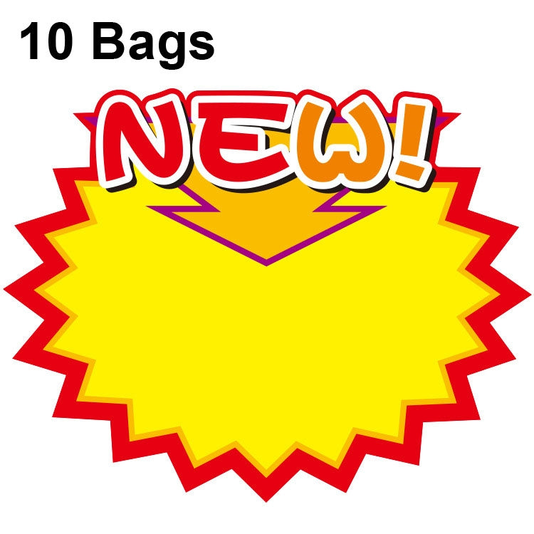 10 Beutel 9x7cm Explosions-Aufkleber Produktpreisschild Supermarkt-Preisetikett, WM-301, WM-302, WM-303, WM-305, WM-306, WM-307, WM-308, WM-309, WM-310, WM-311, WM-312, WM-313, WM-314