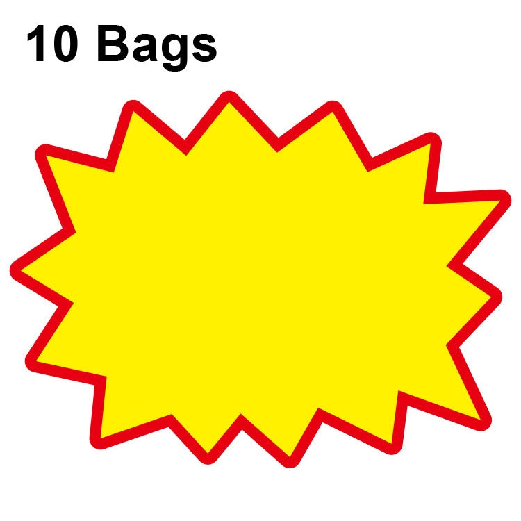 10 Beutel 9x7cm Explosions-Aufkleber Produktpreisschild Supermarkt-Preisetikett, WM-301, WM-302, WM-303, WM-305, WM-306, WM-307, WM-308, WM-309, WM-310, WM-311, WM-312, WM-313, WM-314