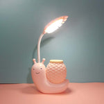 L-0 Cartoon Schnecke Stifthalter USB Wiederaufladbare LED Weiche Augenschutz Schreibtischlampe