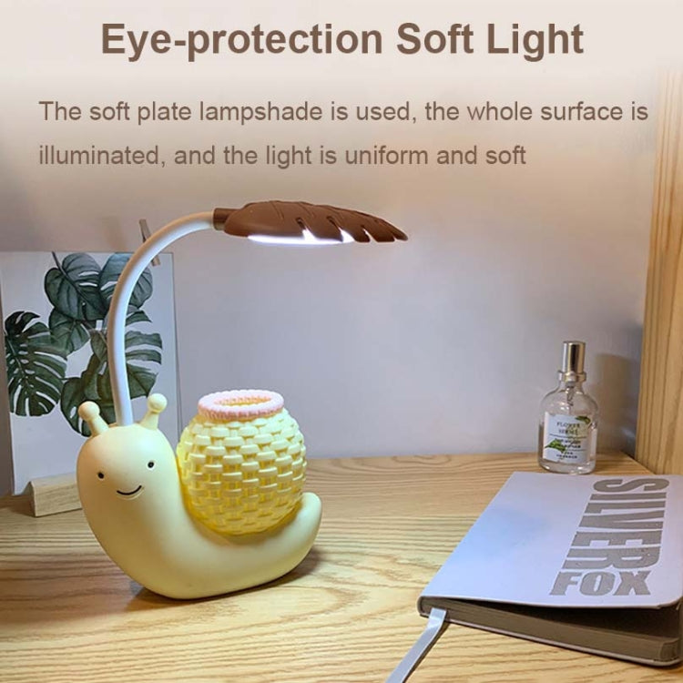L-0 Cartoon Schnecke Stifthalter USB Wiederaufladbare LED Weiche Augenschutz Schreibtischlampe
