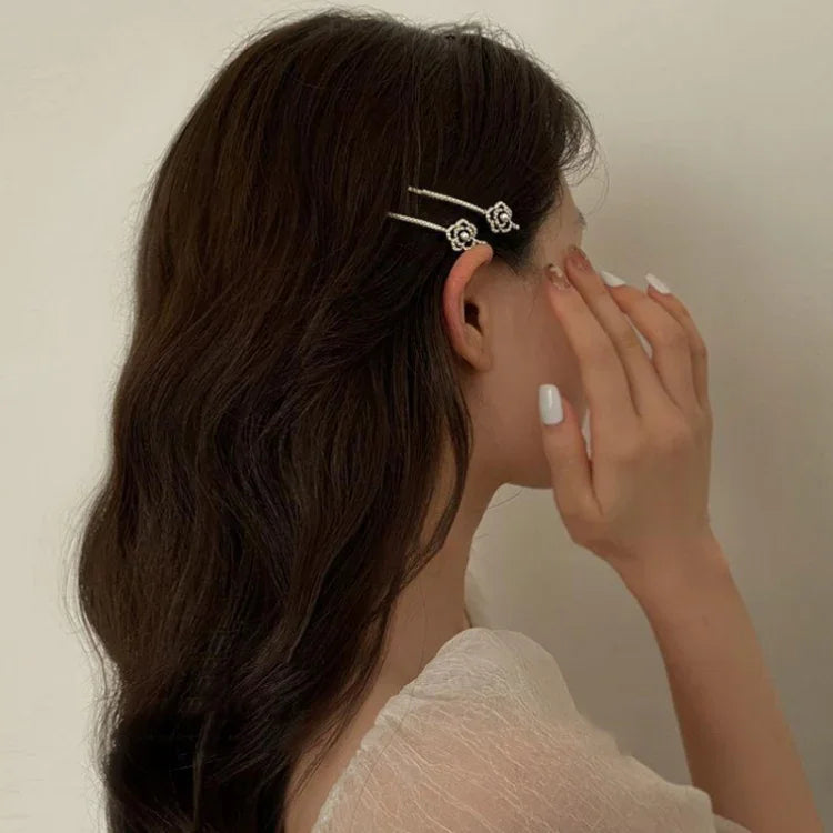 Strass-Haarspangen für Damen, Ponyfrisuren, verschiedene Designs: 293 Bergkamelienblume, 371 Fächer, 380 Perle