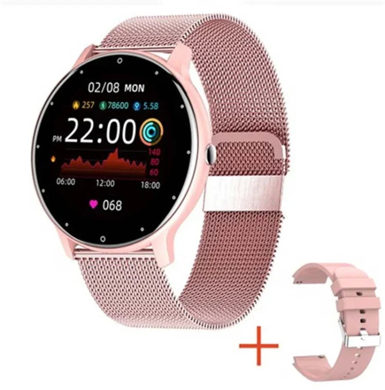 BW0223 Smartwatch mit Bluetooth-Funktion und Herzfrequenz-/Blutsauerstoff-/Blutdruckmessung, Silikon Schwarz, Silikon Blau, Silikon Rosa, Silikon Beige, Mesh Schwarz, Mesh Rosa, Mesh Blau