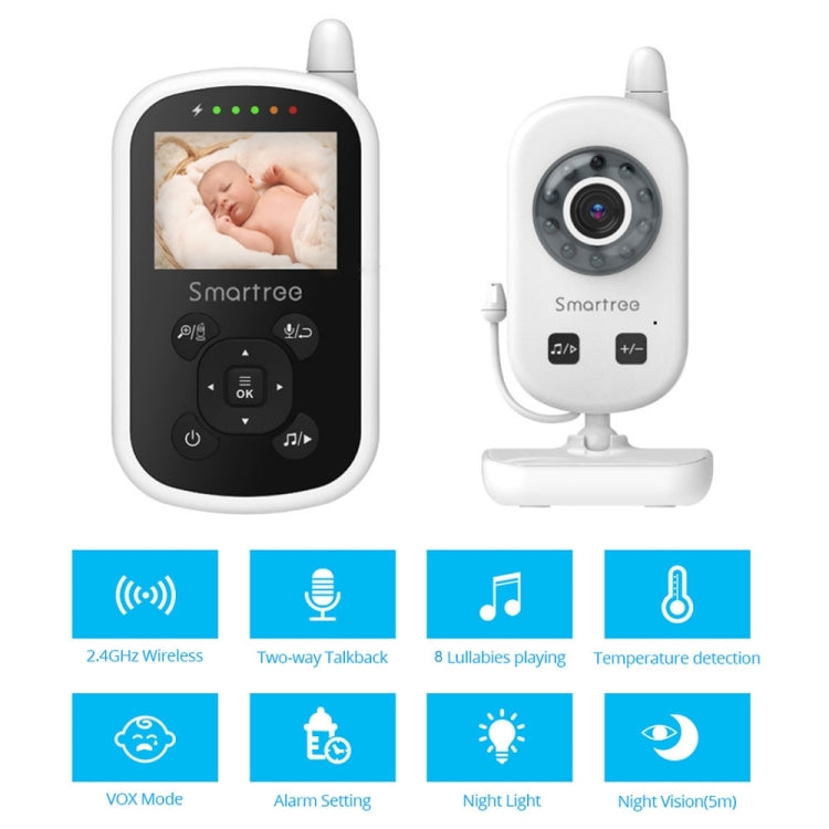 UU24 2,4-Zoll-Funk-Babyphone mit Kamera, Temperaturanzeige, Zwei-Wege-Audio (VOX) und Schlafliedfunktion, UU24-Stecker für Großbritannien, USA und Europa
