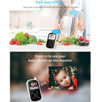 UU24 2,4-Zoll-Funk-Babyphone mit Kamera, Temperaturanzeige, Zwei-Wege-Audio (VOX) und Schlafliedfunktion, UU24-Stecker für Großbritannien, USA und Europa