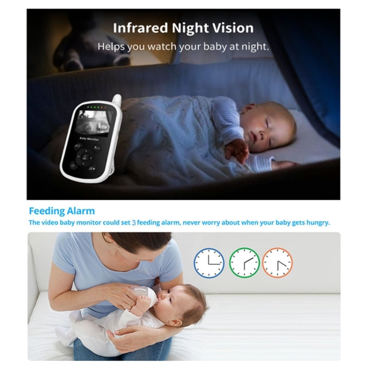 UU24 2,4-Zoll-Funk-Babyphone mit Kamera, Temperaturanzeige, Zwei-Wege-Audio (VOX) und Schlafliedfunktion, UU24-Stecker für Großbritannien, USA und Europa