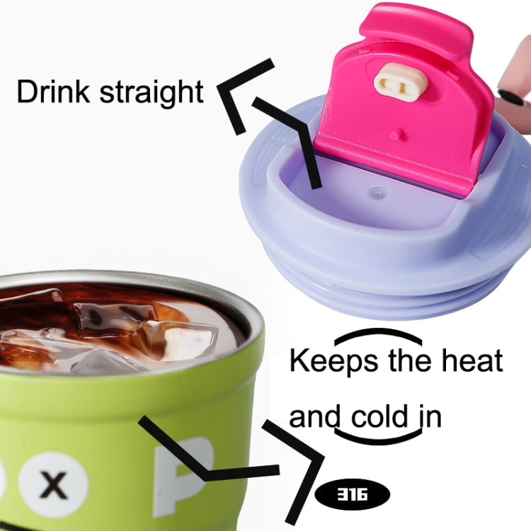 Cartoon-Thermobecher, Kaffeetasse aus 316 Edelstahl, Wasserbecher, Fassungsvermögen: 400ml Weiß, 400ml Lila, 400ml Pink, 400ml Hellgrün