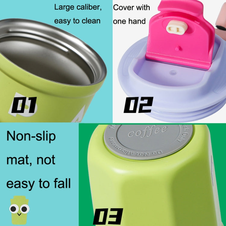 Cartoon-Thermobecher, Kaffeetasse aus 316 Edelstahl, Wasserbecher, Fassungsvermögen: 400ml Weiß, 400ml Lila, 400ml Pink, 400ml Hellgrün