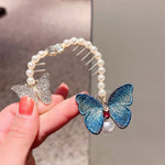 Strass-Schmetterlingshaarspange, bestickte Haarspange für Pferdeschwanz