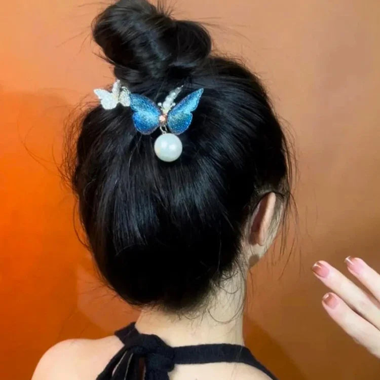 Strass-Schmetterlingshaarspange, bestickte Haarspange für Pferdeschwanz
