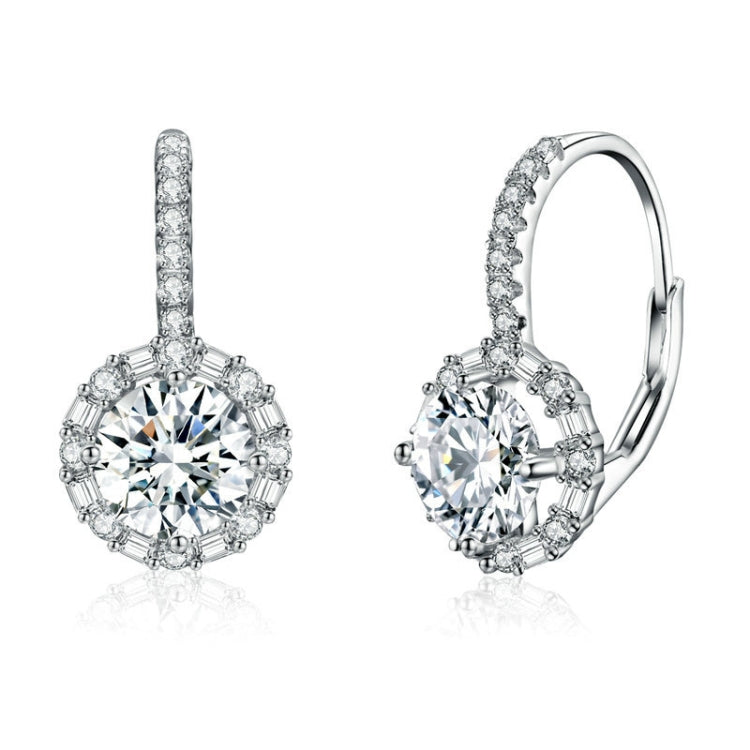 S925 Sterlingsilber Moissanit Zirkonia Elegante Ohrringe Weißgold plattiert, MSE002
