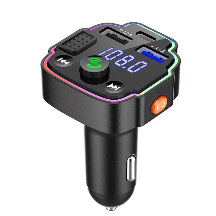 Car Bluetooth FM Transmitter PD Fast Charging Ambient Light, Q8