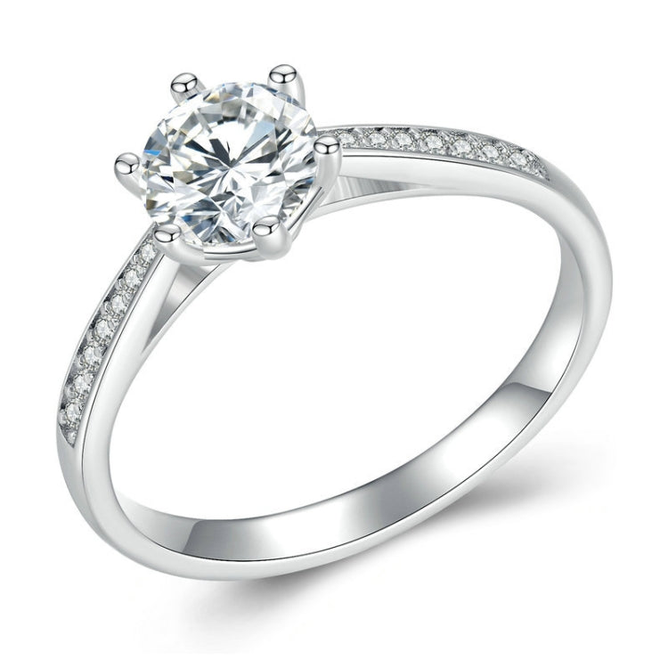 Sterlingsilber S925 Sechs-Krallen Moissanit Ring Weißgold plattiertes Armband, Nr.6, Nr.7, Nr.8, Nr.10