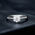 Sterlingsilber S925 Sechs-Krallen Moissanit Ring Weißgold plattiertes Armband, Nr.6, Nr.7, Nr.8, Nr.10