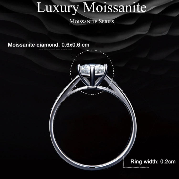 Sterlingsilber S925 Sechs-Krallen Moissanit Ring Weißgold plattiertes Armband, Nr.6, Nr.7, Nr.8, Nr.10