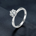 MSR006 Sterlingsilber S925 Sechs-Krallen Moissanit Ring Weißgold plattierter Schmuck, Nr.6, Nr.7, Nr.8