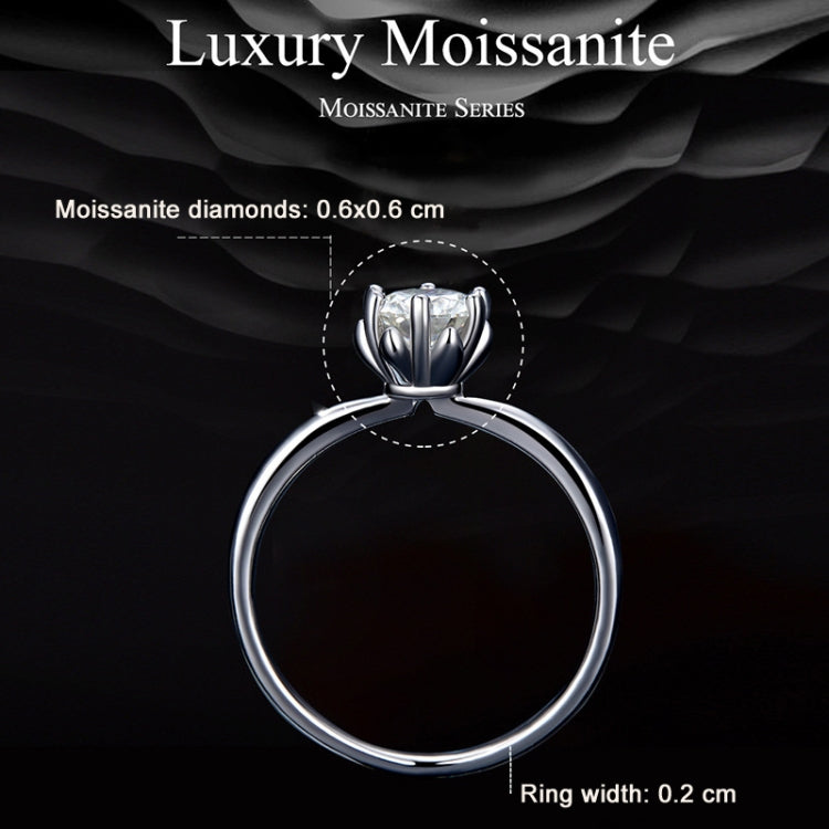 MSR006 Sterlingsilber S925 Sechs-Krallen Moissanit Ring Weißgold plattierter Schmuck, Nr.6, Nr.7, Nr.8