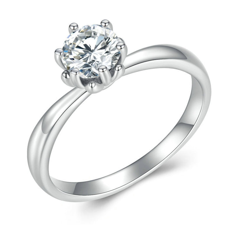 MSR006 Sterlingsilber S925 Sechs-Krallen Moissanit Ring Weißgold plattierter Schmuck, Nr.6, Nr.7, Nr.8